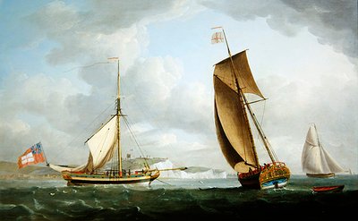 O Trinity House Yacht em duas posições ao largo de Dover de Robert Dodd