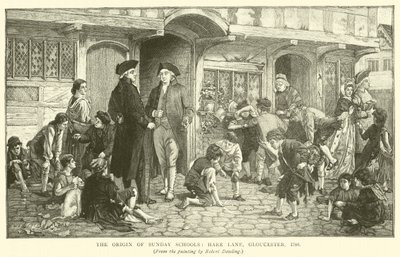 A origem das escolas dominicais, Hare Lane, Gloucester, 1780 de Robert Dowling