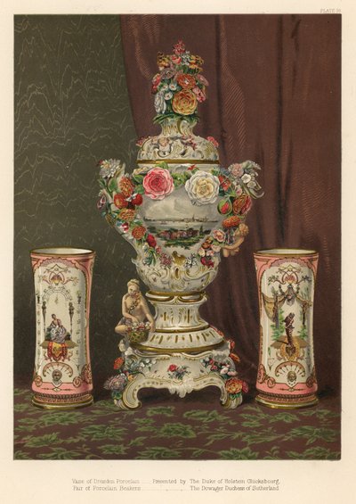 Porcelana de Dresden e copos de porcelana, presentes de casamento (cromolitografia) de Robert Dudley