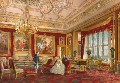 Sala Rubens, Castelo de Windsor (cromolitografia) de Robert Dudley