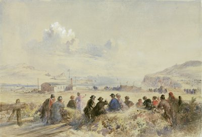 Watching Manoeuvres from the Dunes, Foilhummerum Bay, Valentia, c.1865 (aguarela sobre papel) de Robert Dudley