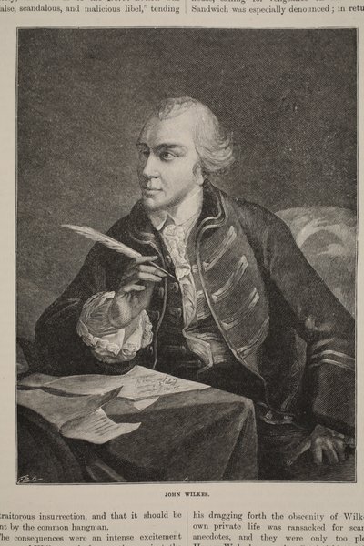 John Wilkes, ilustração de &39;História Ilustrada de Cassell da Inglaterra&39; (foto sépia) de Robert Edge Pine