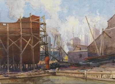 Toronto Shipbuilding, 1918 (wc no papel) de Robert Ford Gagen