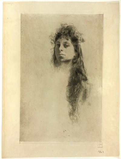 Cabeça de uma mulher com cabelo comprido de Robert Frederick Blum