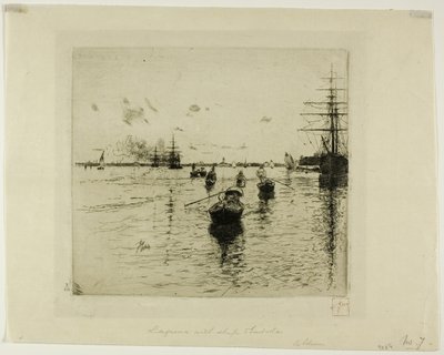 Lagune com vapores e gôndolas, Veneza de Robert Frederick Blum