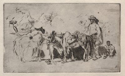 Homens e Burros, Roma, 1880. de Robert Frederick Blum