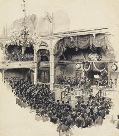 Cena de abertura do Parlamento Japonês, 1890 de Robert Frederick Blum