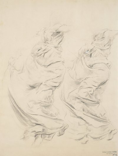 Esboço de tapeçaria possivelmente para Moods to Music mural, 1893-95 (grafite e lápis amarelo em papel de capa de chuva) de Robert Frederick Blum