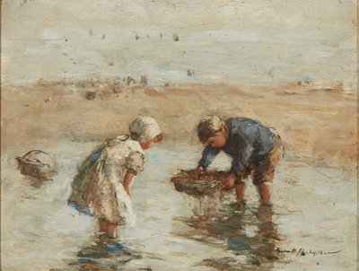 Young Fishers (óleo a bordo) de Robert Gemmell Hutchison