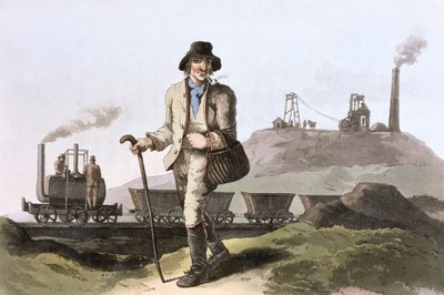 Locomotiva a vapor Blenkinsop na mina de Middleton perto de Leeds, West Yorkshire, 1814 de Robert Havell