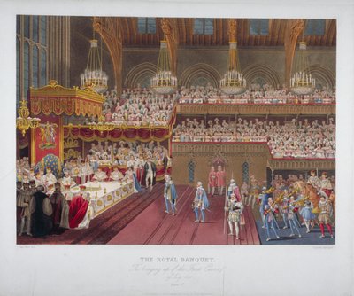 Banquete de coroação do rei George IV, Westminster Hall, Londres, 1821 1824. de Robert Havell