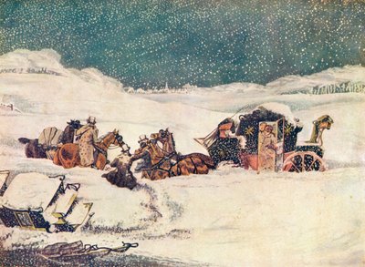 O Birmingham Mail, perto de Aylesbury, o guarda Banbury continuando com as malas, 1837 1907 de Robert Havell