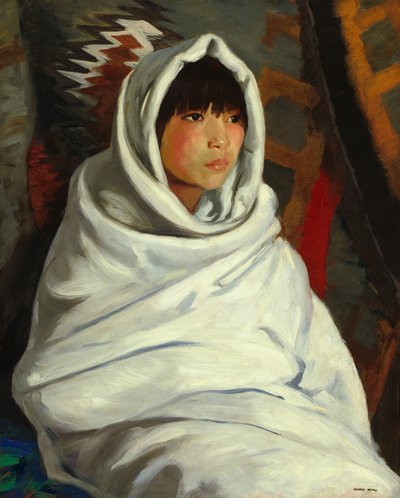Garota indiana no cobertor branco, 1917. de Robert Henri