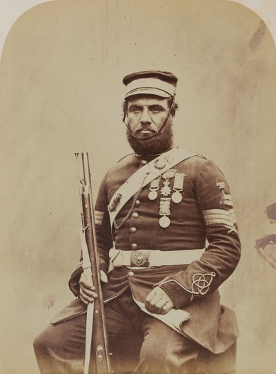 Cor-Sargento J. Stanton, Sapadores Reais e Mineiros, 1856 (foto sépia) de Robert Howlett