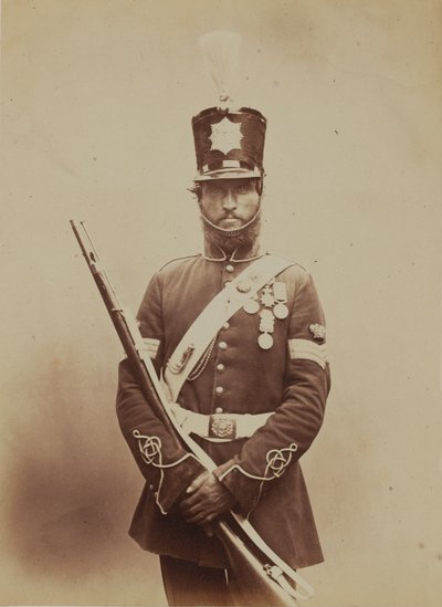 Cor-sargento John Paul, Sapadores Reais e Mineiros, 1856 (foto sépia) de Robert Howlett