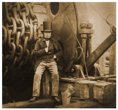 Isambard Kingdom Brunel pelas cadeias de lançamento do SS Great Eastern, 1857 de Robert Howlett