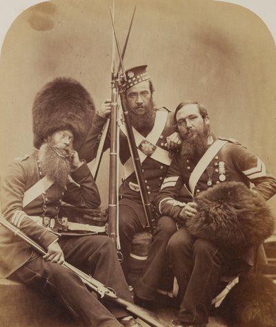 Reynolds, Temple e Judd, guardas escoceses dos Fusiliers de Robert Howlett