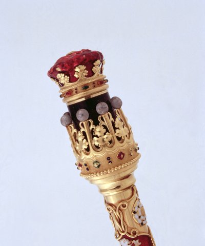 O bastão do Conde Marechal apresentou ao Décimo Quinto Duque de Norfolk seu primeiro casamento pelo Colégio de Armas de 1877 (ouro) (ver também 279117) (detalhe) de Robert, II Garrard