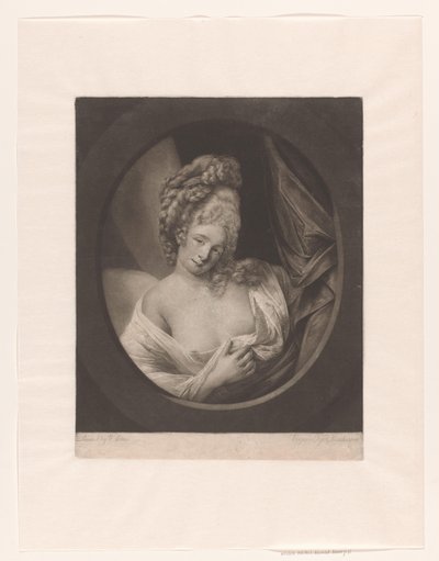 Retrato de uma mulher com clivagem parcialmente coberta num boudoir, possivelmente Catherine Bampfylde de Robert John Dunkarton