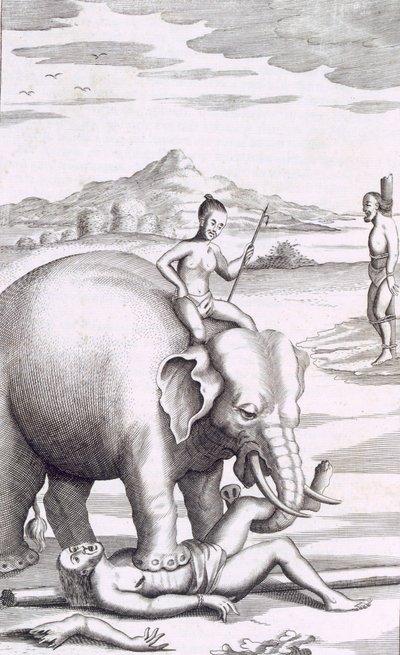Uma execução por um elefante, pub. 1681. de Robert Knox