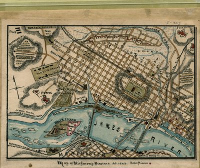 Mapa de Richmond, Virgínia...1863. LOC gvhs01.vhs00051 de Robert Knox Sneden