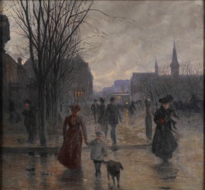 Noite chuvosa na Avenida Hennepin, c.1902 de Robert Koehler