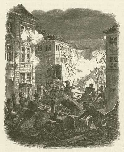 Lutando em uma barricada do lado de fora da Prefeitura de Kolln, em Berlim, na noite de 18 a 19 de março de 1848 de Robert Kretschmer