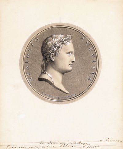 Imperador Napoleão I, de perfil à direita - Um desenho para uma medalha de Robert Lefevre