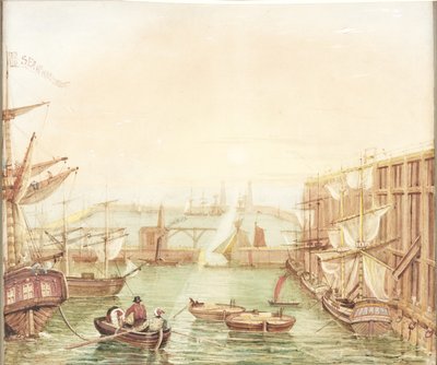 Seaham Harbor (aquarela, bodycolour, lápis e tinta no papel) de Robert Mackreth