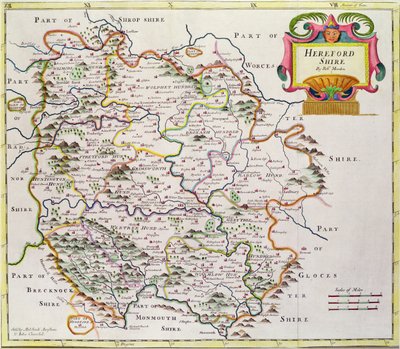 Mapa de Herefordshire, 1695 de Robert Morden