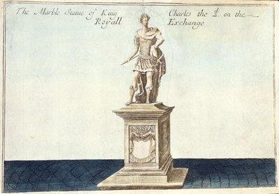 Estátua em mármore do Rei Carlos II (1630-85) no Royal Exchange, de 