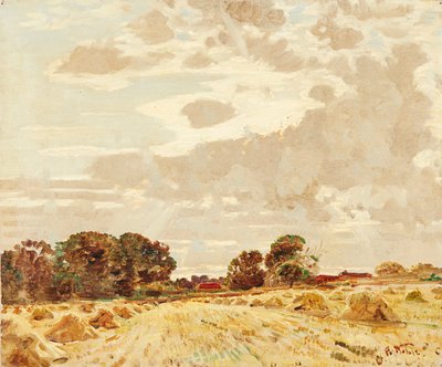 Harvest At the Knowes, East Linton (óleo sobre tela) de Robert Noble