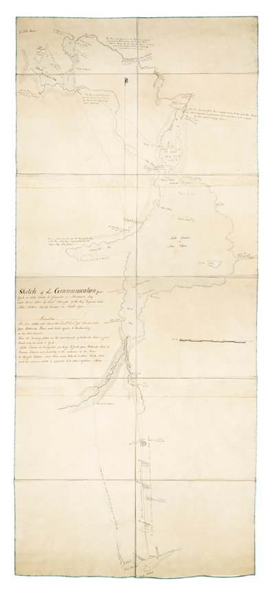 Esboço da comunicação entre York, no Lago Ontário, e Glouscester [sic] ou Machidash Bay, no Lago Huron, efectuado pelo Tenente Pilkington dos Engenheiros Roy.l e Alex Aitken, Inspetor Adjunto, em outubro de 1793. de Robert Pilkington