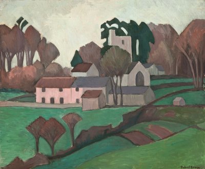 Igreja de Clayhidon (óleo sobre tela) de Robert Polhill Bevan