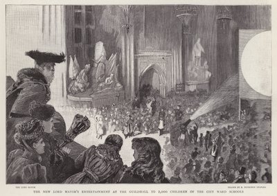 O novo entretenimento do Lord Mayor na Guildhall para 2000 crianças das escolas da ala da City de Londres de Robert Ponsonby (after) Staples