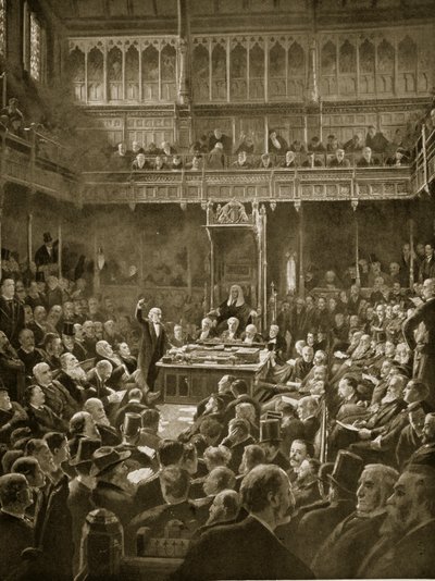 Gladstone apresentando o projeto Home Rule, fevereiro de 1893 de Robert Ponsonby Staples
