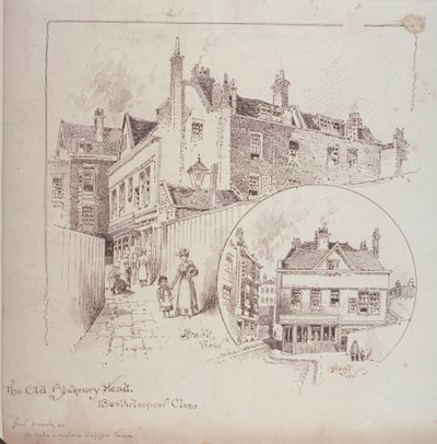 Vista traseira, de, a, antigas, Blakeney, cabeça, hospedaria, Bartholomew, perto, londres, c.1900 de Robert Randoll