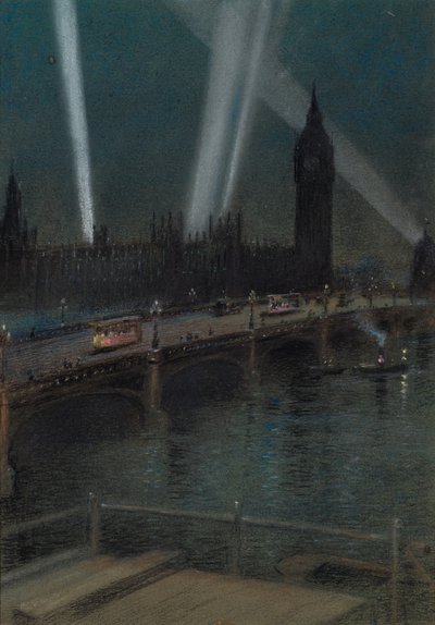 Holofotes de guerra sobre a ponte de Westminster de Robert Randoll