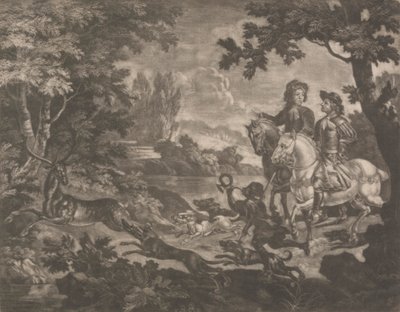 Caçadores a perseguir um veado de Robert Robinson