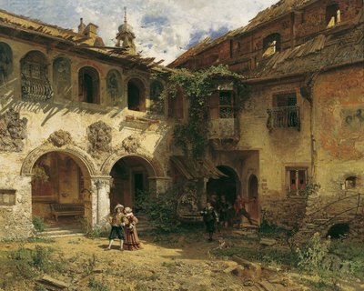 Pátio do Fürstenburg em Burgusio de Robert Russ
