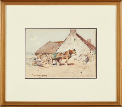Cavalo e carroça (aguarela) de Robert Russell MacNee