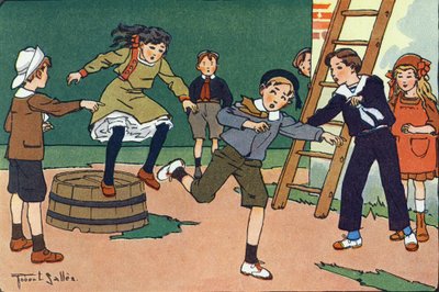 A mãe com compotas. Gravação em "O que estamos a tocar? "por E. Weber com desenhos a aguarela de Robert Salles (1871-1929). Librairie Garnier Freres, Paris de Robert Salles