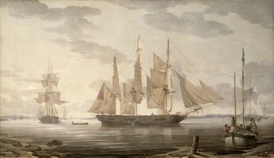Navios no porto, 1805 de Robert Salmon