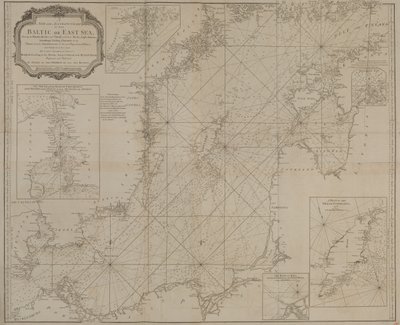 Uma carta nova e exacta do Mar Báltico ou do Mar do Leste, mostrando as ilhas, rochedos e baixios com as suas marcas, faróis, sondagens e canais de navegação de Robert Sayer