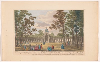 Gezicht op de Temple of Comus em Vauxhall Gardens te Londen Uma vista do Templo de Comus & c. em Vauxhall Gardens (título no objeto) Ranelagh Gardens em Vauxhall Gardens (título da série) de Robert Sayer