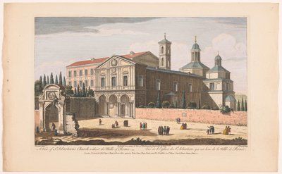 Vista da Igreja de São Sebastião Fora dos Muros em Roma Uma vista da Igreja de São Sebastião sem as Muralhas de Roma (título no objeto) Roma (título da série) de Robert Sayer