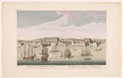 Vista da cidade de Bombaim Bombaim na Costa do Malabar pertencente à Companhia das Índias Orientais da Inglaterra (título do objeto) Liquidações do VOC (título da série) de Robert Sayer