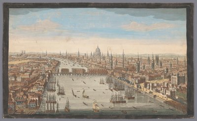 Vista da cidade de Londres Uma visão geral da cidade de Londres, junto ao rio Tamisa (título no objeto) Londres (título da série) de Robert Sayer
