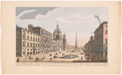 Gezicht op het Palazzo Pamphili en het Piazza Navona te Rome
Uma vista do Palácio de Panfilius, Igreja de Santo Agnus e Igreja de São Tiago de Espanha na Praça de Navona em Roma (título sobre o objecto)
Roma (título da série) de Robert Sayer