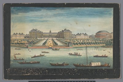 Gezicht op het Royal Hospital Chelsea en de Rotunda in Ranelagh Gardens te Londen
Uma vista do Hospital Real em Chelsea & the Rotunda em Ranelaigh Gardens (título sobre o objecto)
Londen (título da série) de Robert Sayer